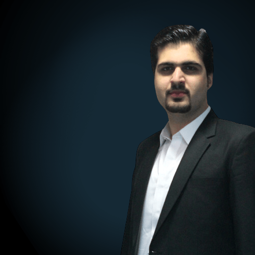 Digital Eagle Fly co-founder Sardaraz Khan, expert social media marketer, black coat, white shirt, dark blue background representing internet marketing company